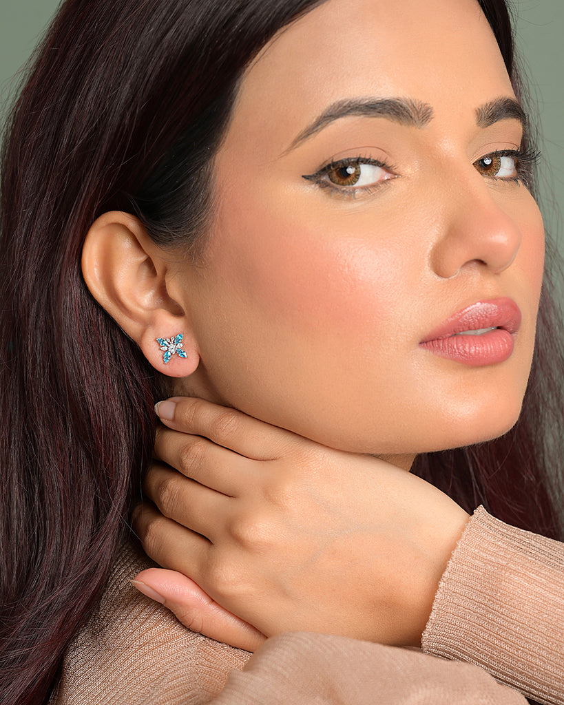 Silver Pia Butterfly Stud Earrings