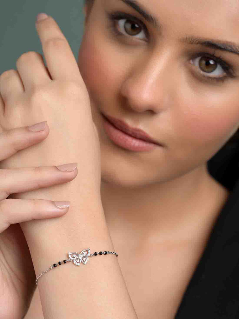 Silver Zoha Butterfly Mangalsutra Bracelet
