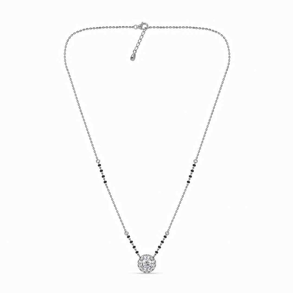 Silver Round Solitaire Mangalsutra