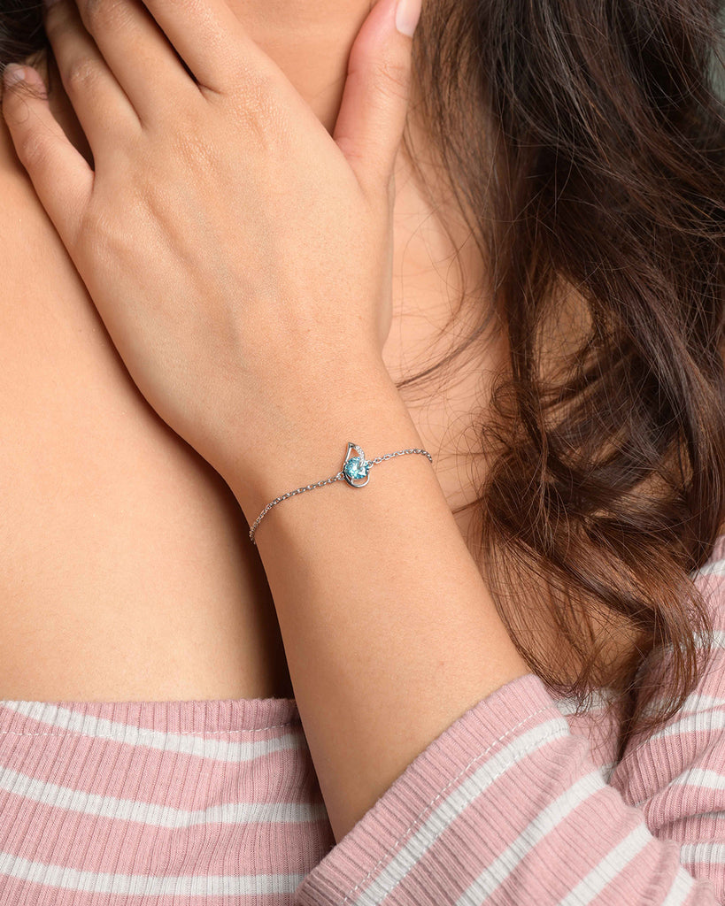 Silver Sky Blue Eye Bracelet