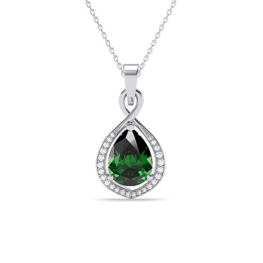 Silver Jino Green Solitaire Pendant Chain