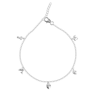 CLARA 925 Sterling Silver Charm Anklet Payal ( Single ) Adjustable Chain Gift for Women and Girls