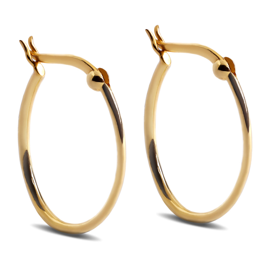 CLARA 925 Sterling Silver Oval Hoop Earring Gold Plated Gift for Women & Girls