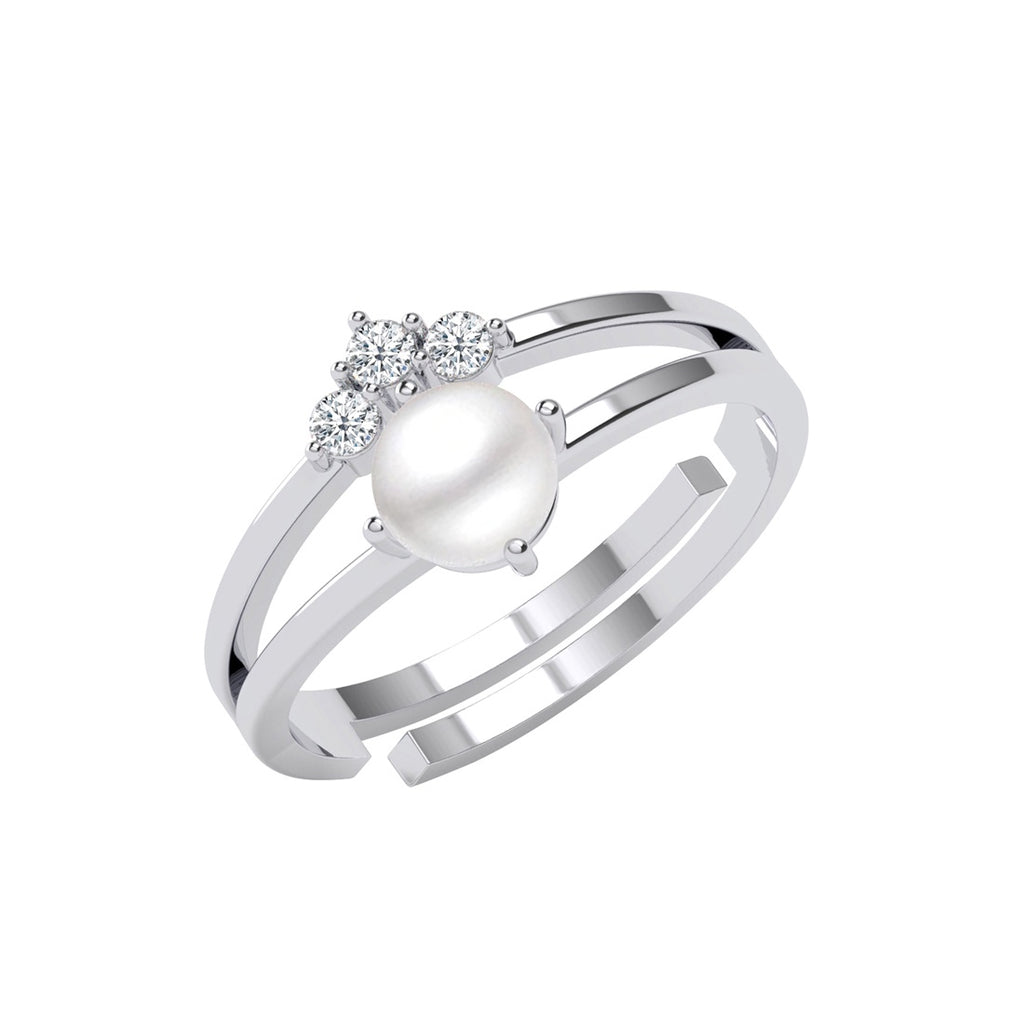 Silver Gilda Real Pearl Size Adjustable Ring