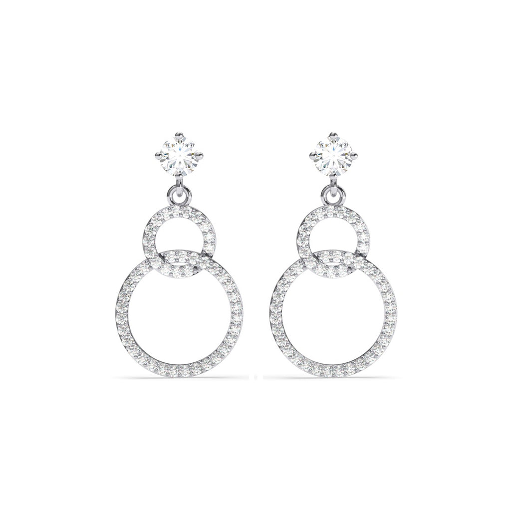 Silver Interlocked Ring Dangler Earrings