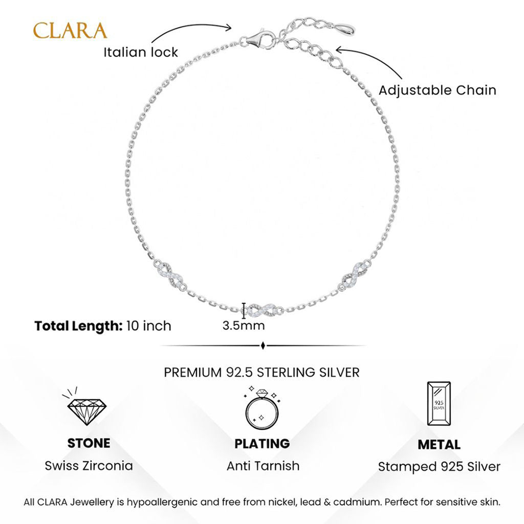 Silver Iyla Infinity Anklet Payal (Single)