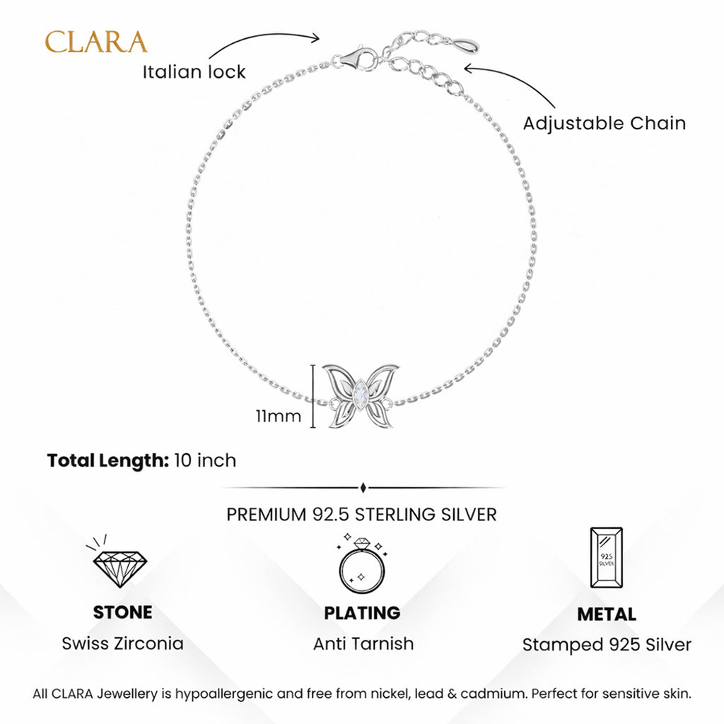 Silver Ela Butterfly Anklet Payal (Single)