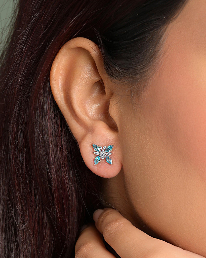 Silver Pia Butterfly Stud Earrings