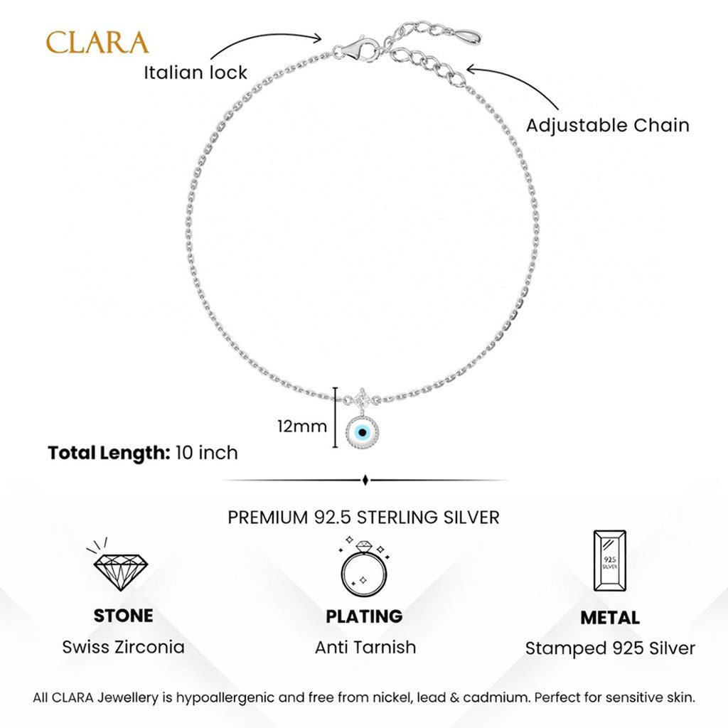 Silver Evil Eye Anklet Payal (Single)