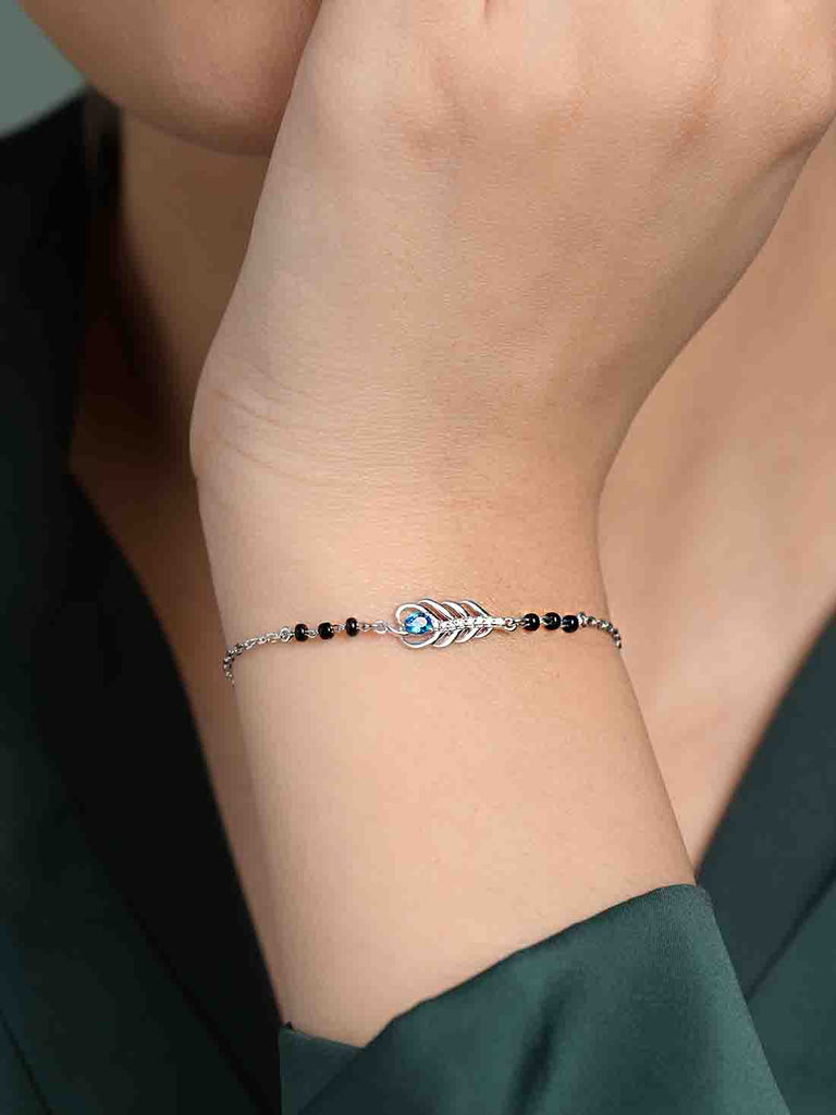 Silver Hiya Morpankh Mangalsutra Bracelet