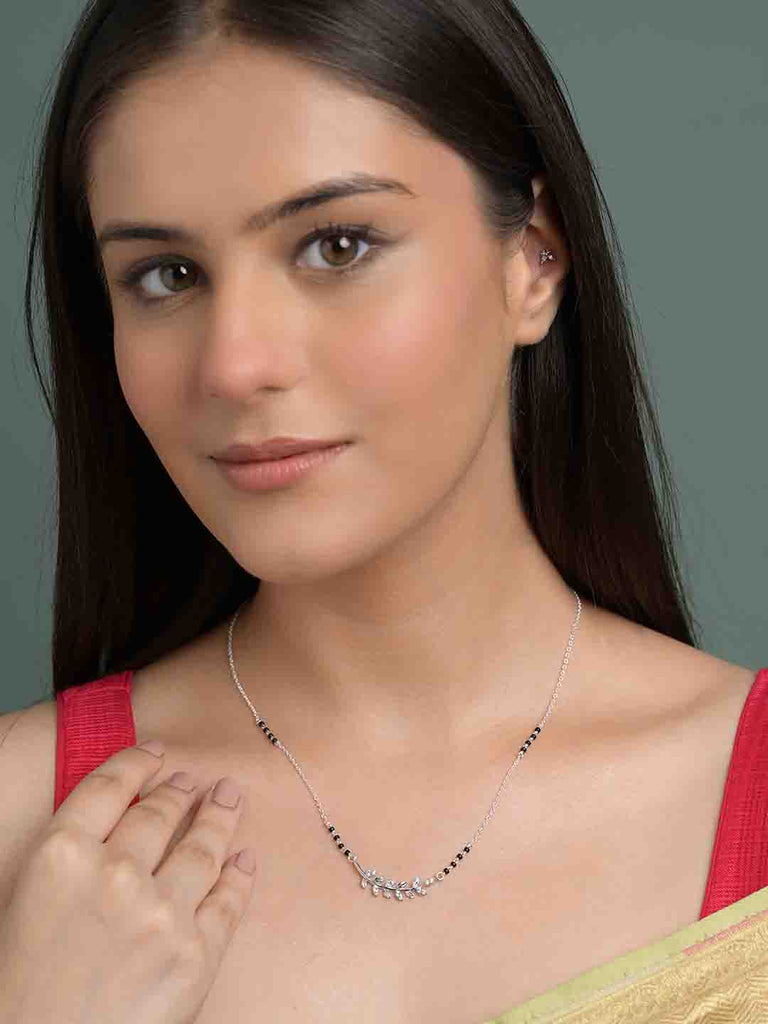 Silver Rimsha Leafy Mangalsutra