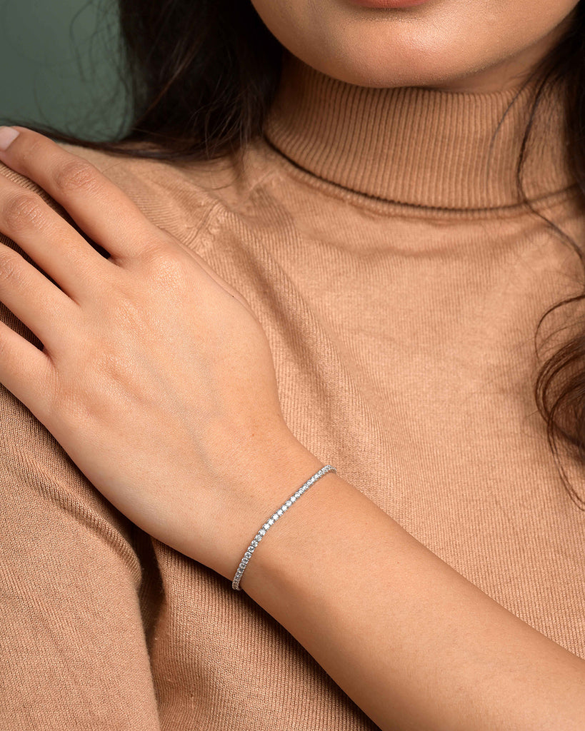 Silver Slim Tennis 2mm Bracelet