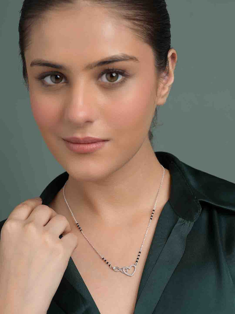 Silver Infinity Heart Mangalsutra