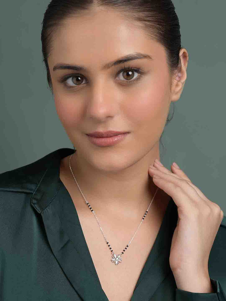 Silver Flower Mangalsutra