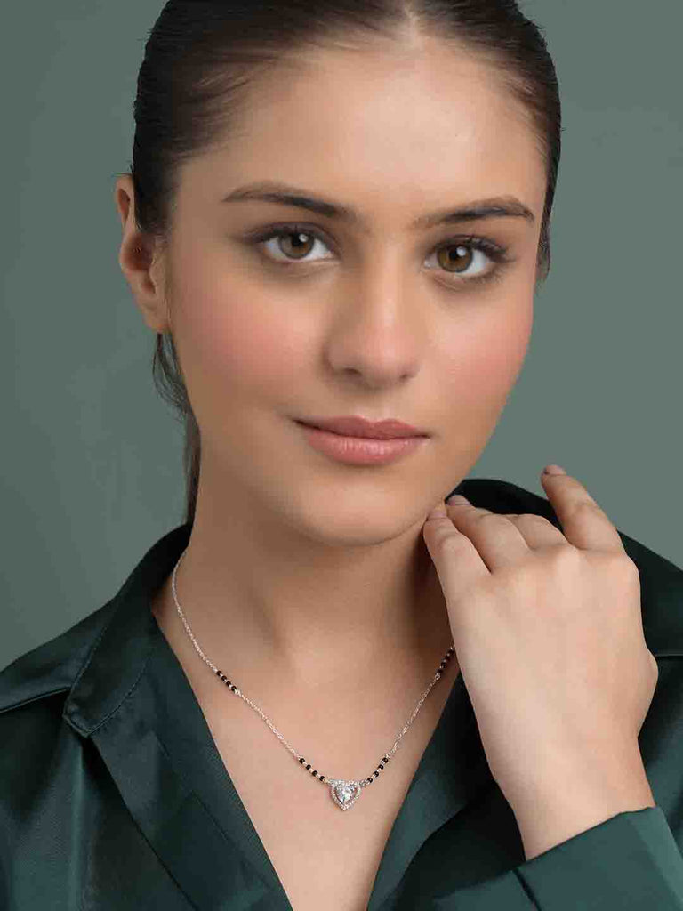Silver Shanvika Heart Solitaire Mangalsutra