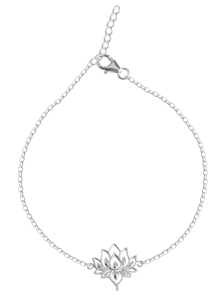 CLARA 925 Sterling Silver Lotus Anklet Payal ( Single ) Adjustable Chain Gift for Women and Girls