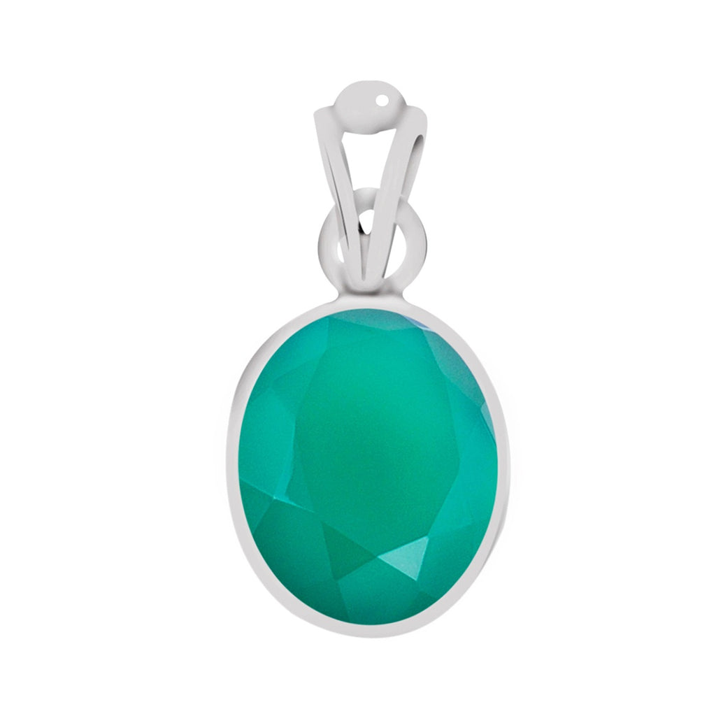 Certified Green Onyx (Haqiq) Silver Pendant or