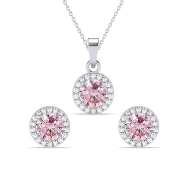 Silver Tove Pink Solitaire Jewellery Set