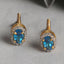CLARA 925 Sterling Silver Blue Earrings with Screw Back  Gold Rhodium Plated, Swiss Zirconia  Gift for Women & Girls