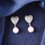 Silver Nazy Pink Pearl Heart Drop Earrings