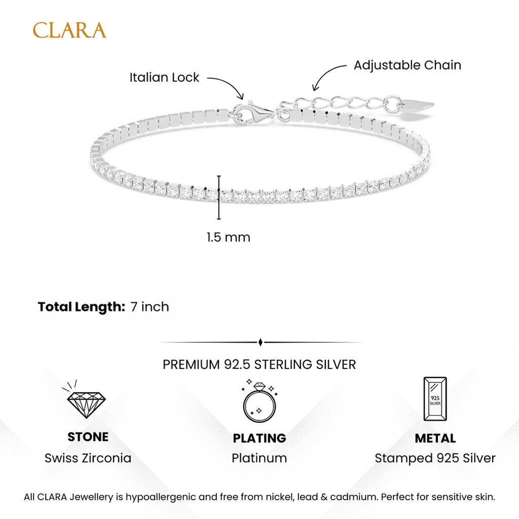 Silver Slim Tennis 2mm Bracelet