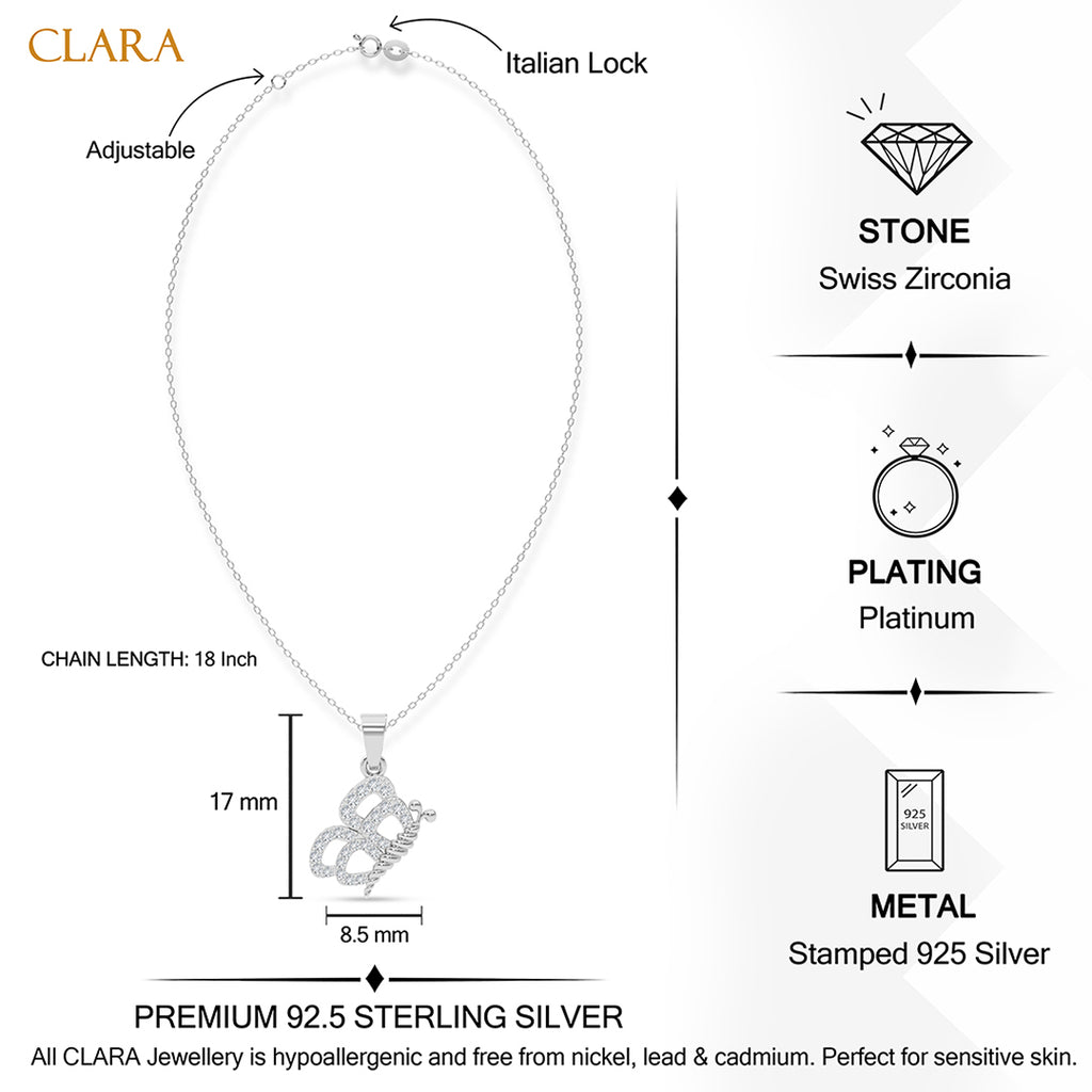 Silver Milania Butterfly Pendant with Chain