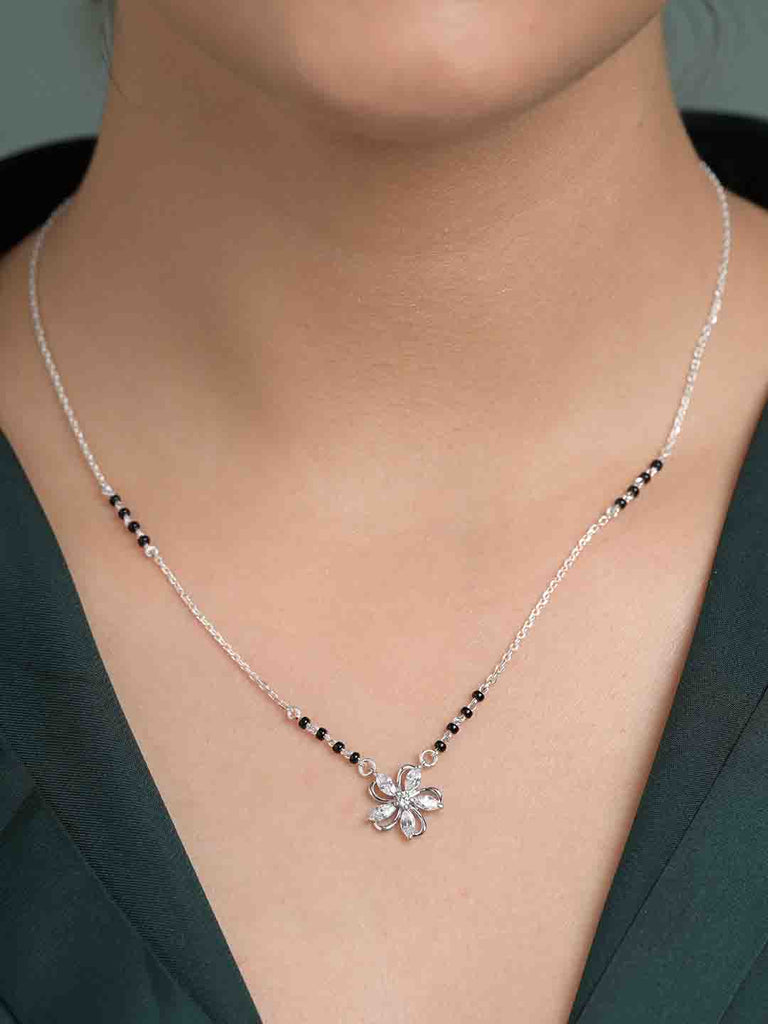 Silver Flower Mangalsutra