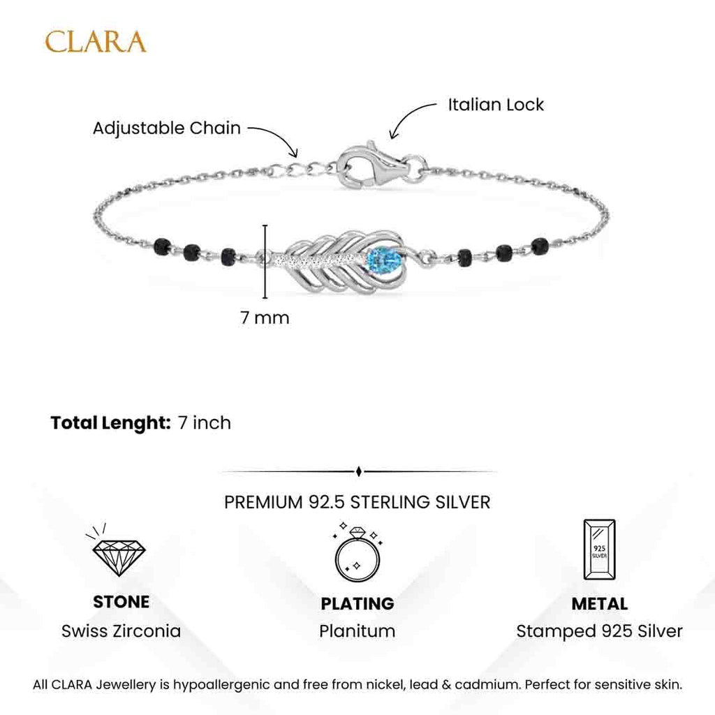 Silver Hiya Morpankh Mangalsutra Bracelet