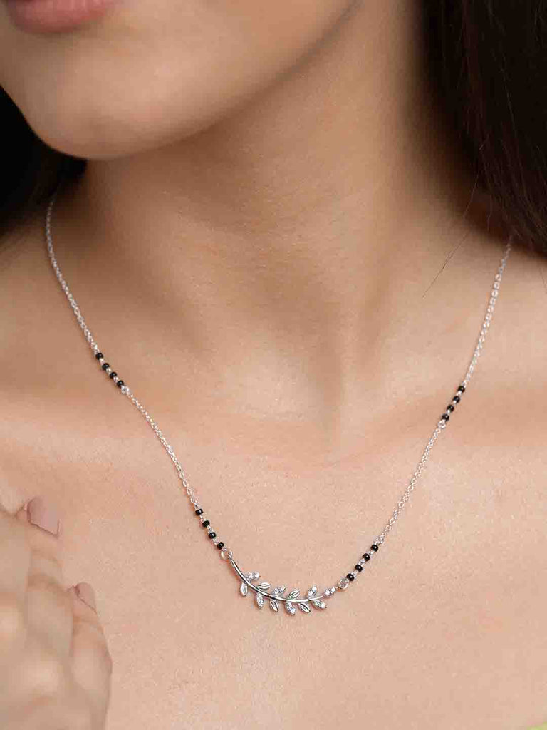 Silver Rimsha Leafy Mangalsutra