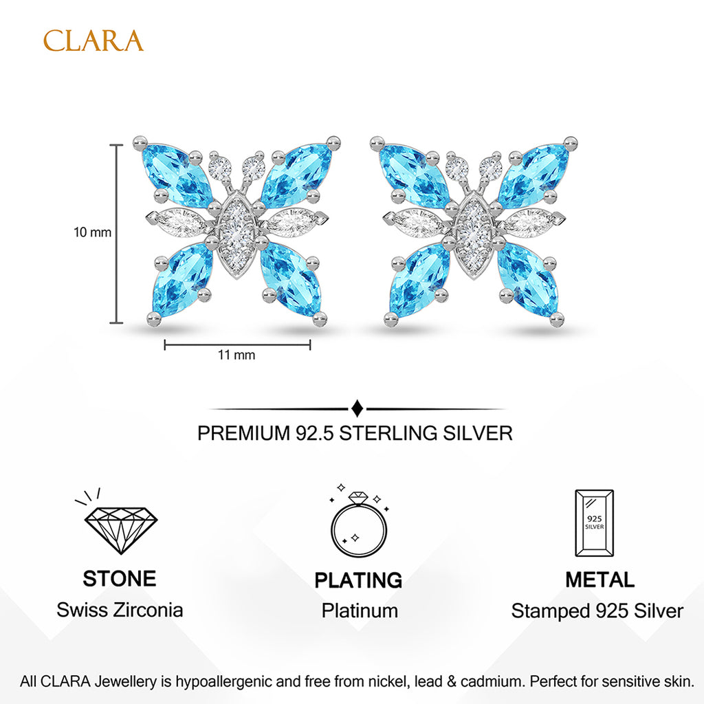 Silver Pia Butterfly Stud Earrings