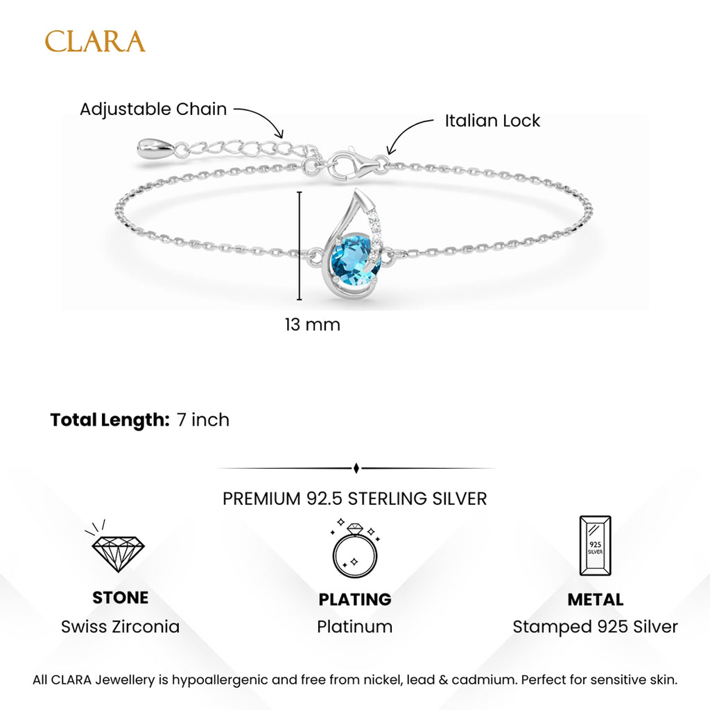 Silver Sky Blue Eye Bracelet