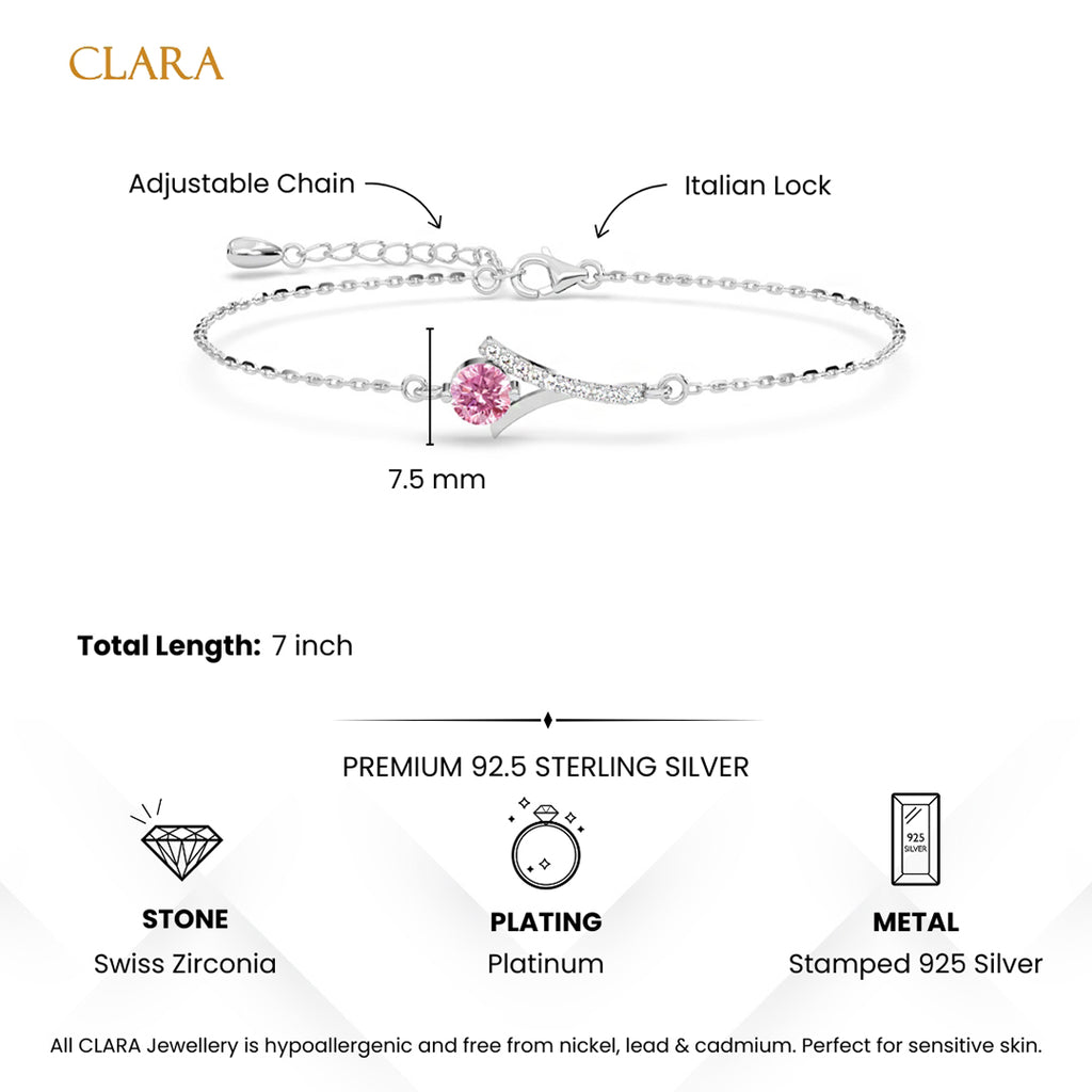 Silver Pink Solitaire Bracelet