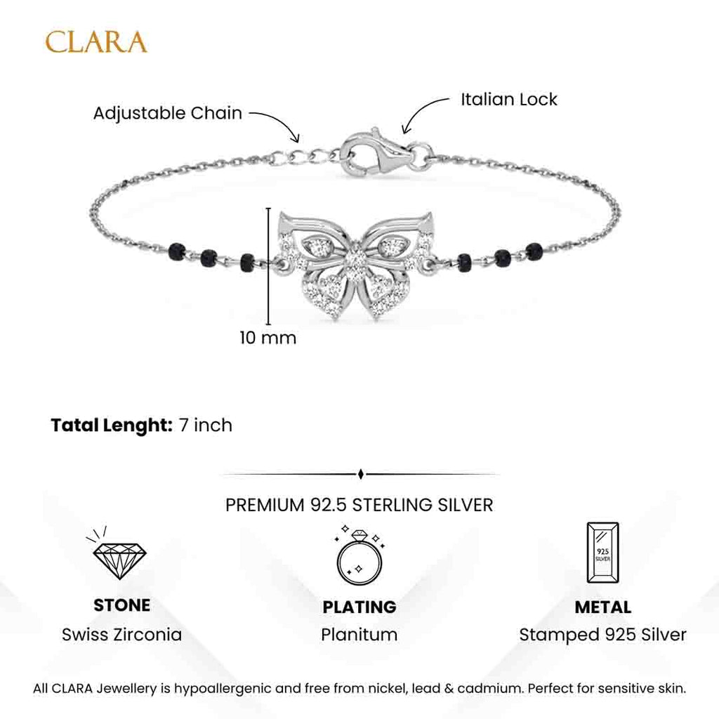 Silver Zoha Butterfly Mangalsutra Bracelet