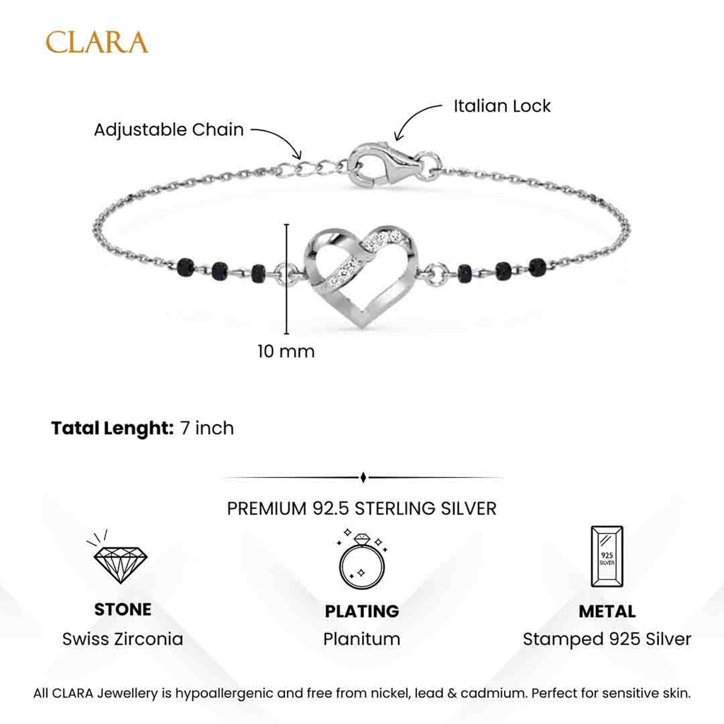 Silver Jivika Heart Mangalsutra Bracelet