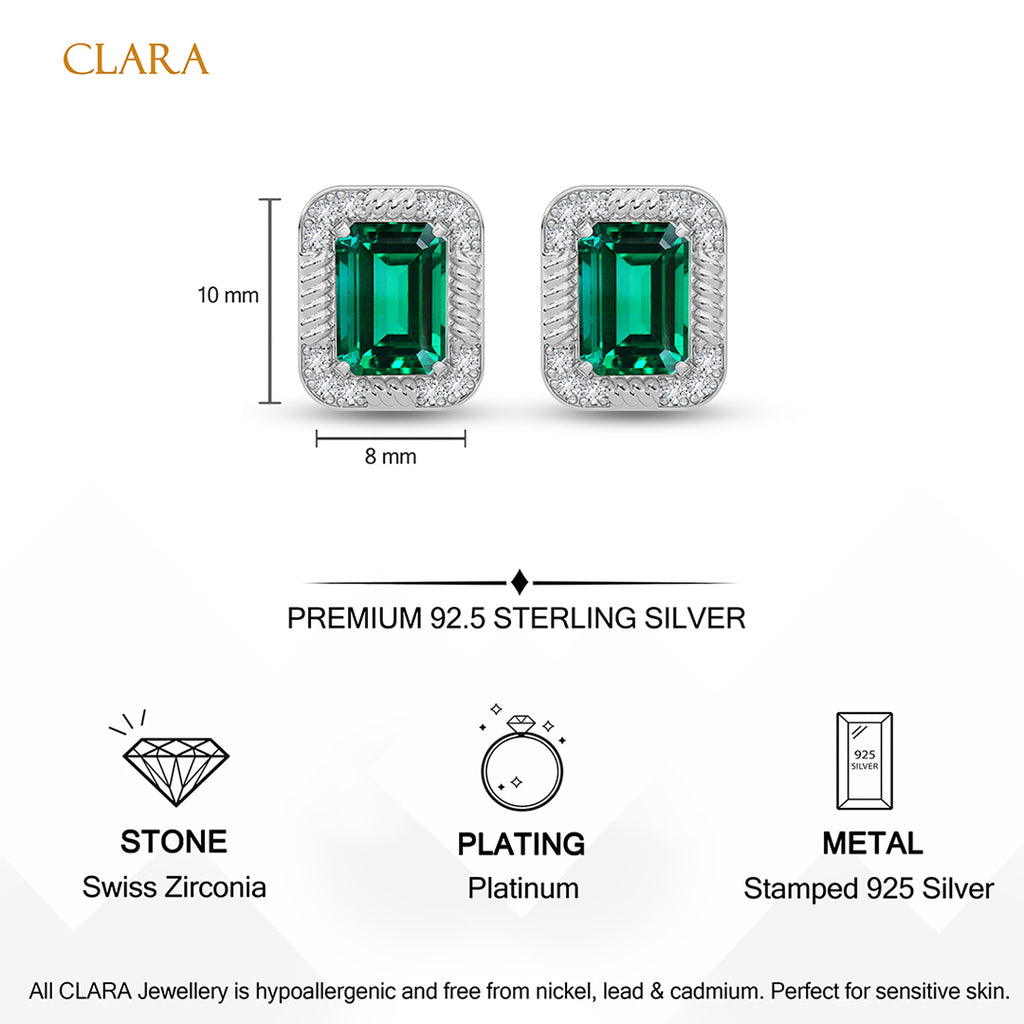 Silver Chloe Green Stud Earrings