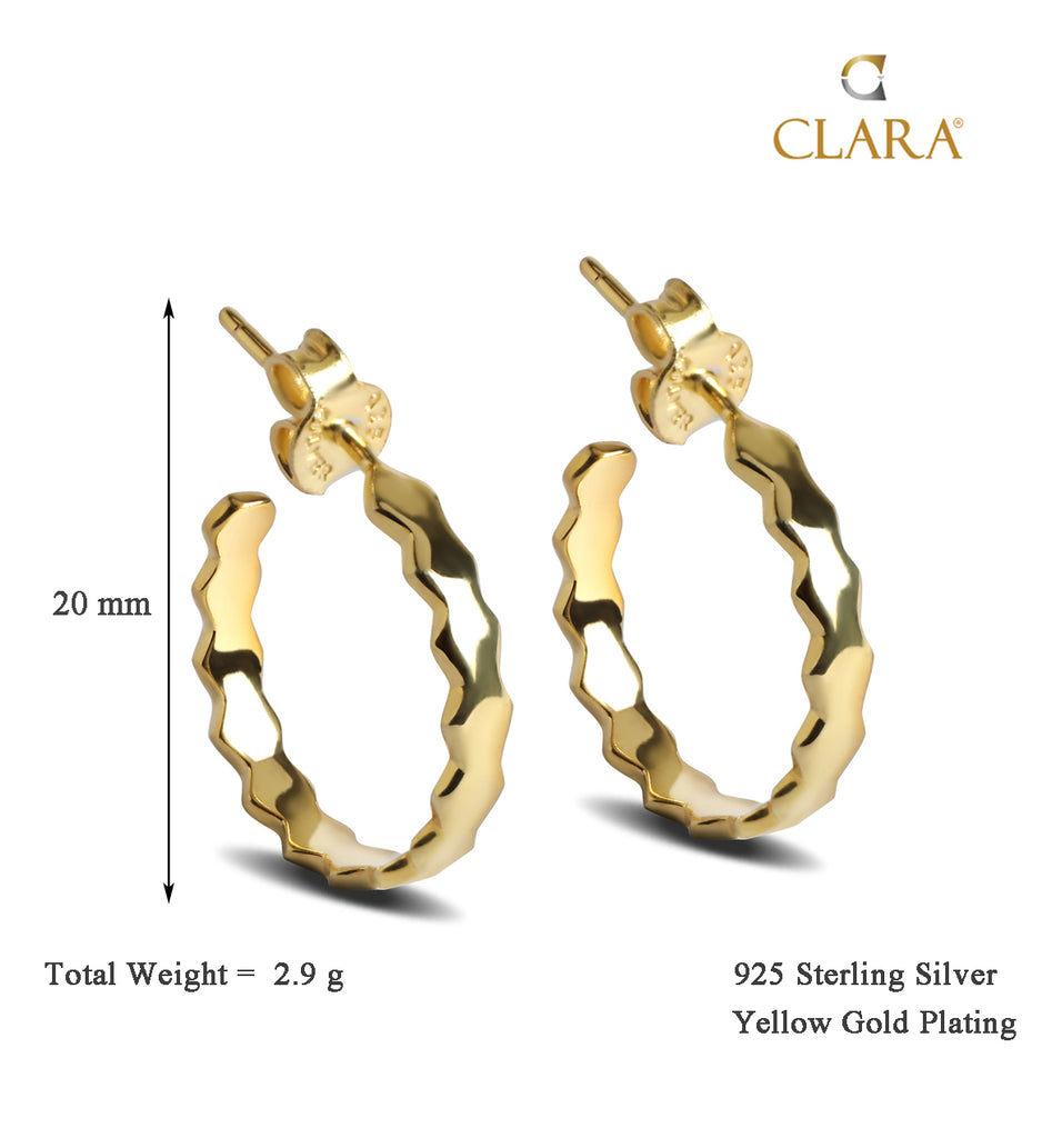 CLARA 925 Sterling Silver Ania Hoop Earring Gold Plated Gift for Women & Girls
