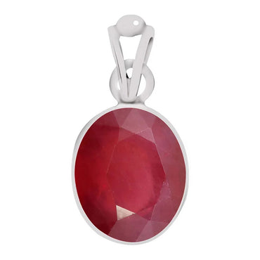 Certified Ruby Premium (Manik) Silver Pendant 6.5cts or 7.25ratti
