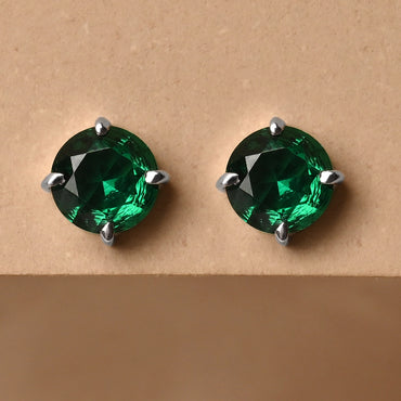 CLARA 925 Sterling Silver Dark Green Studs Earrings Gift for Kids Girls 
