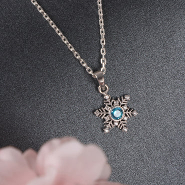 CLARA 925 Sterling Silver Snowflake Pendant Chain Necklace 