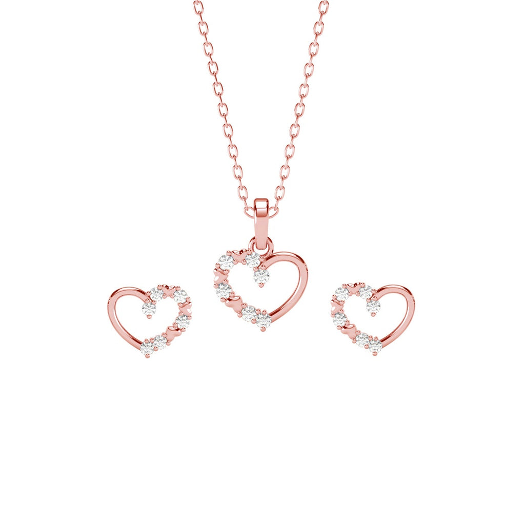 Silver Valentine Heart Jewellery Set 