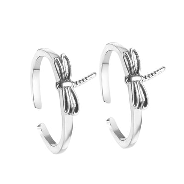CLARA 925 Sterling Silver Butterfly Toe Rings Pair 