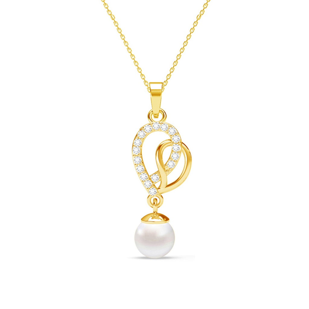 Silver Zahab Pearl Interlocked Pendant Chain