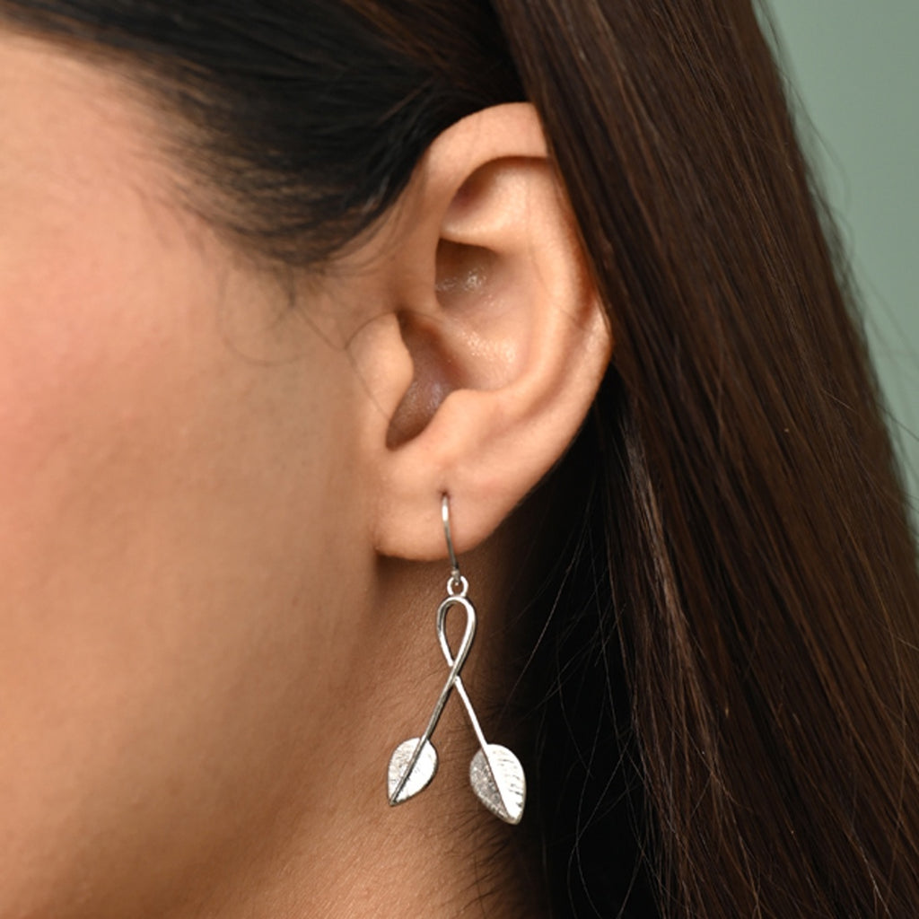 Silver Orla Leaf Long Earrings