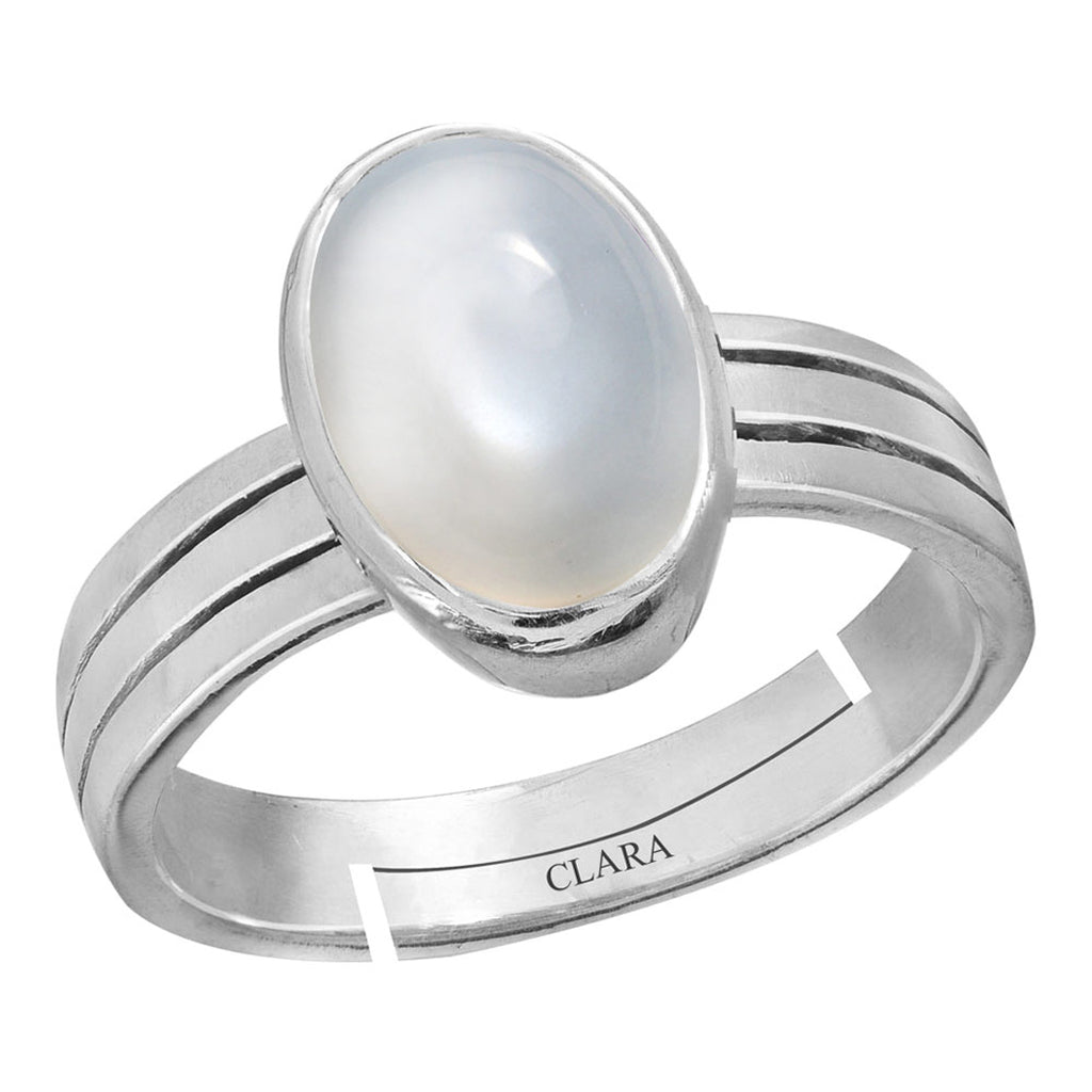 Certified Moonstone 5.5cts or 6.25ratti 92.5 Sterling Silver Adjustable Ring