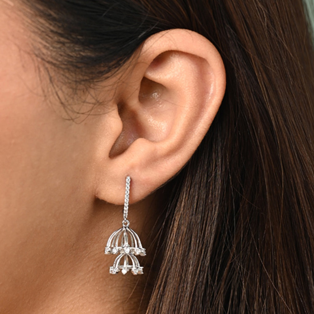 Silver Adya Jhumki Earrings