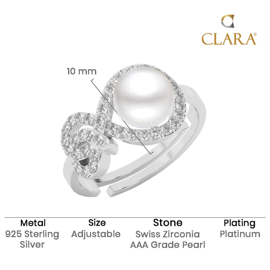 Silver Orsa Real Pearl Size Adjustable Ring