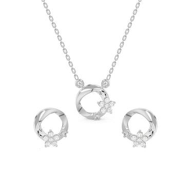 CLARA 925 Sterling Silver Jules Pendant Earring Chain Jewellery Set 