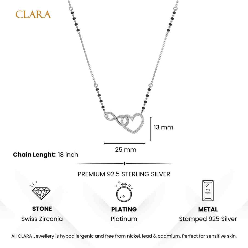 Silver Infinity Heart Mangalsutra
