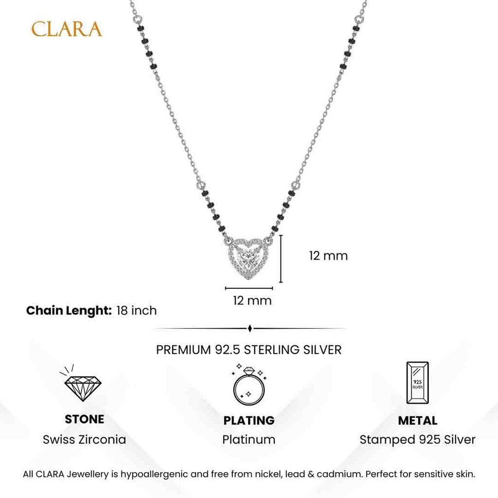 Silver Shanvika Heart Solitaire Mangalsutra