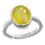 Certified Yellow Sapphire Pukhraj 5.5cts or 6.25ratti 92.5 Sterling Silver Adjustable Ring